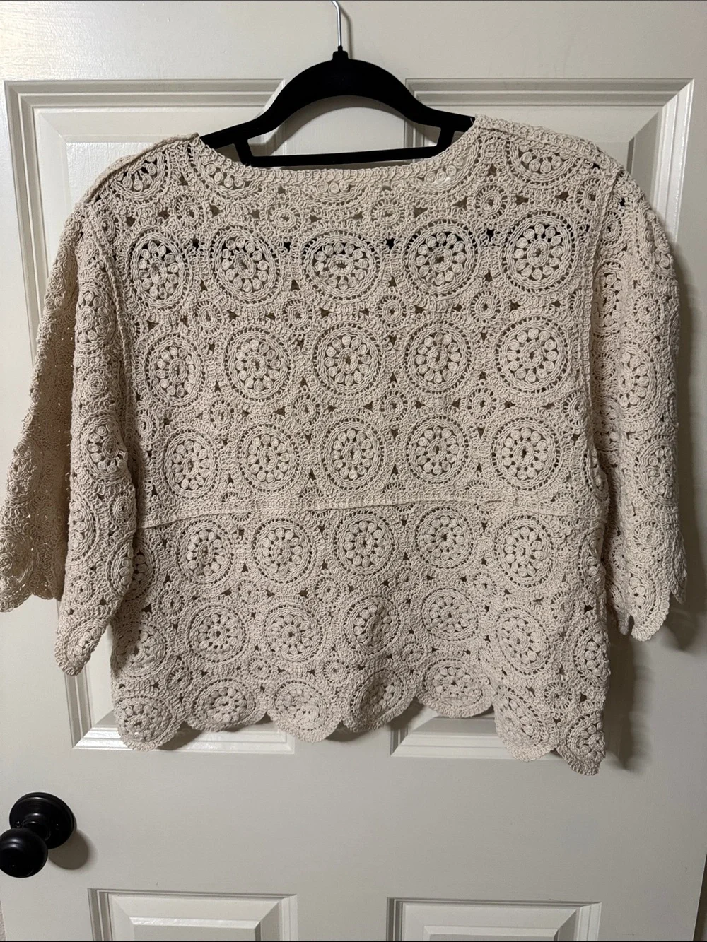Anthropologie Crochet Circle Lace Boxy Tunic - Beige